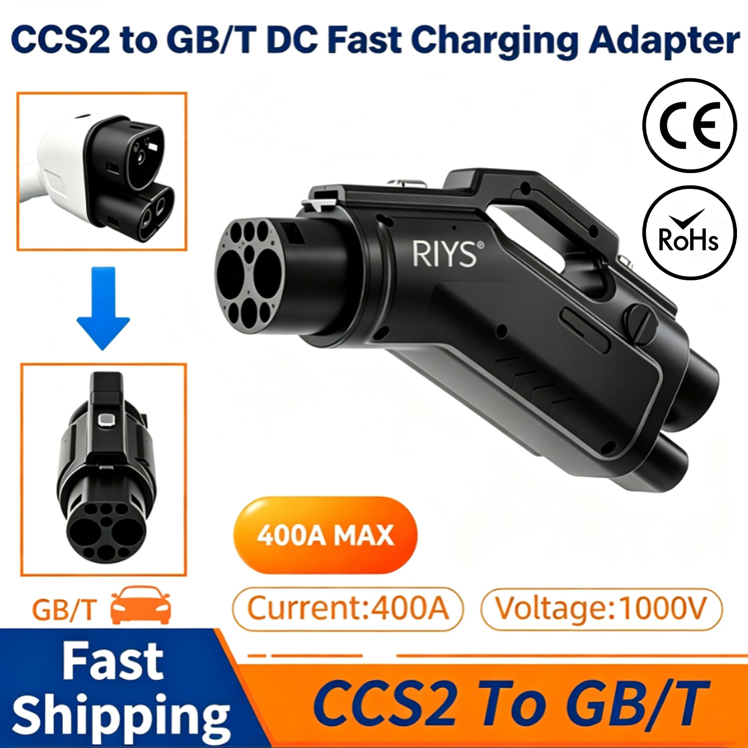 RIYS CCS2 to GB/T EV Charging Adapter | 400A DC Fast Charger