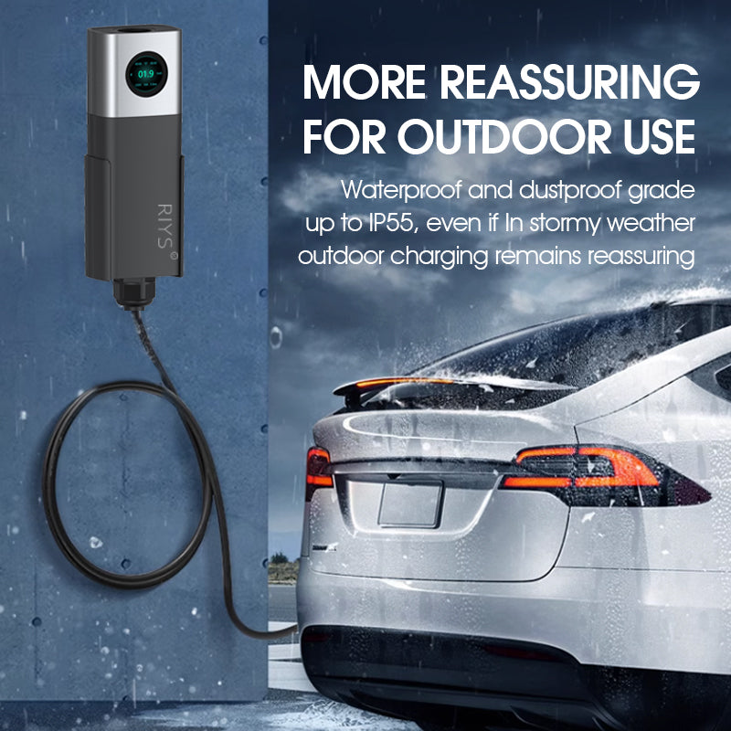 RIYS GBT EV Charger, WIFI APP Control, 32 A, 7kW, GBT, 7 m Cable, Type 2, portable charging box set, charging and DelayTime for EV-A