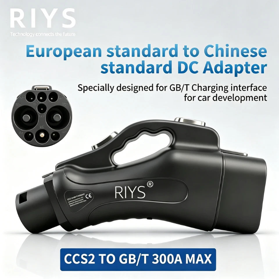 Riys EVCharger CCS2 to GB/T EV Converter Adapter DC 300A 1000V 300KW CCS Combination 2 to GBT Electric Vehicle Charging Adapter