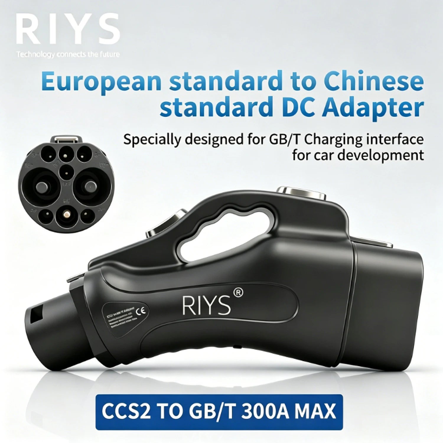 Riys EVCharger CCS2 to GB/T EV Converter Adapter DC 300A 1000V 300KW CCS Combination 2 to GBT Electric Vehicle Charging Adapter