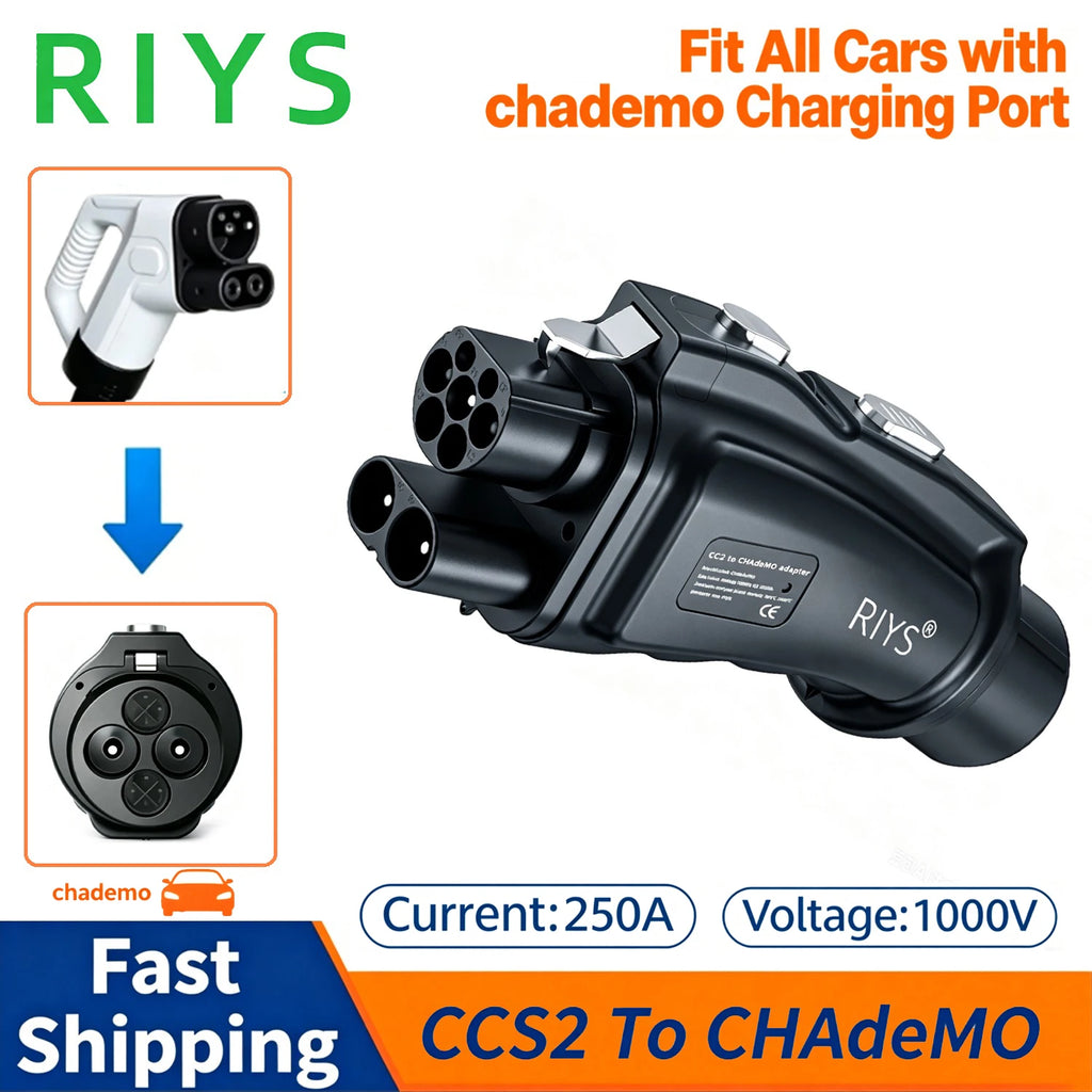 RIYS CCS2‑CHAdeMO DC Adapter 250A 1000V 250KW Combo2 for Japanese EV