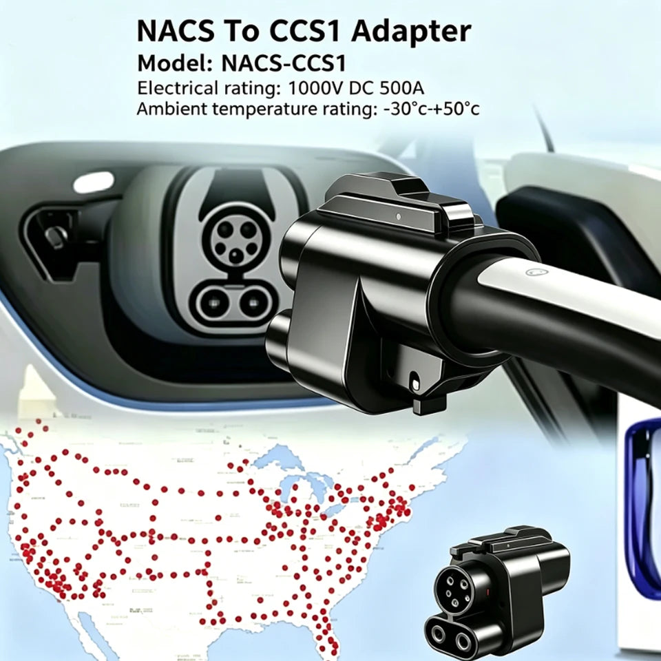 NACS‑CCS1 DC Adapter 500A Max 1000V 250KW for EV
