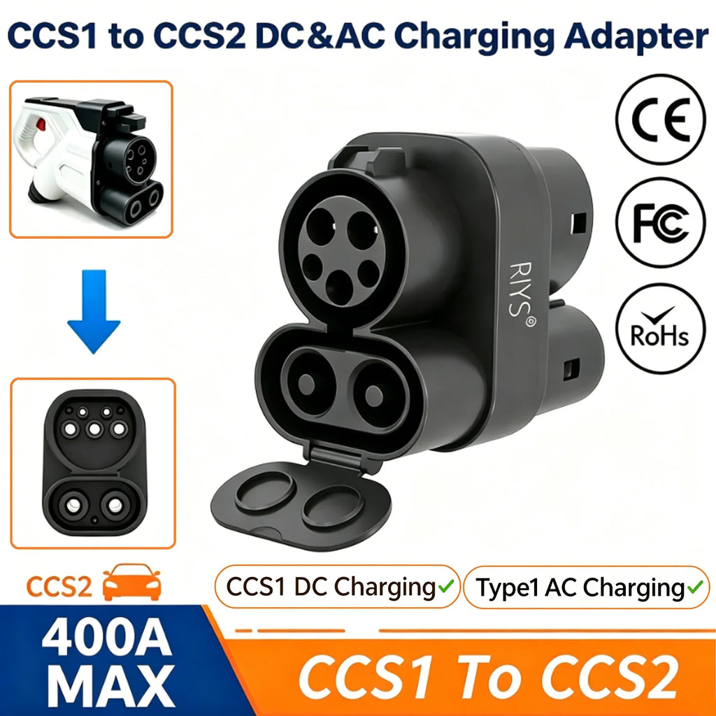 RIYS CCS1‑CCS2 Adapter 400A Max AC Type1‑Type2 for GEELY EX5 2026