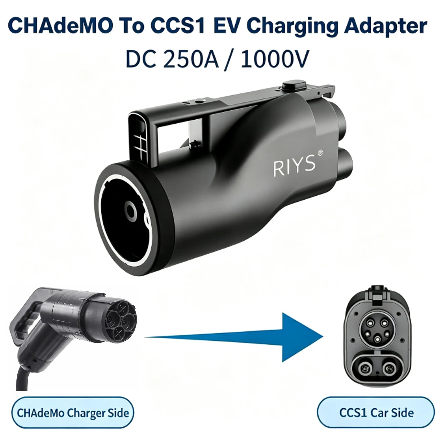 RIYS Chademo to CCS1 Adapter 250 A 250 kW CHADEMO CCS1 Connector EV Charging Station Adapter for USA Ford GM Chevrolet Other Car
