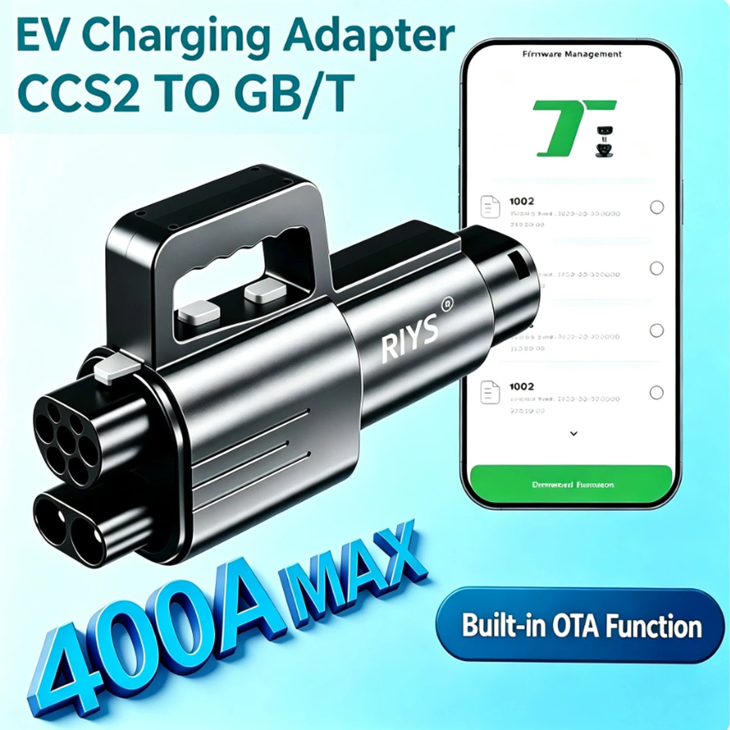 RIYS CCS2‑GB/T DC Adapter 400A OTA Combo2 Super Fast Charger for BYD