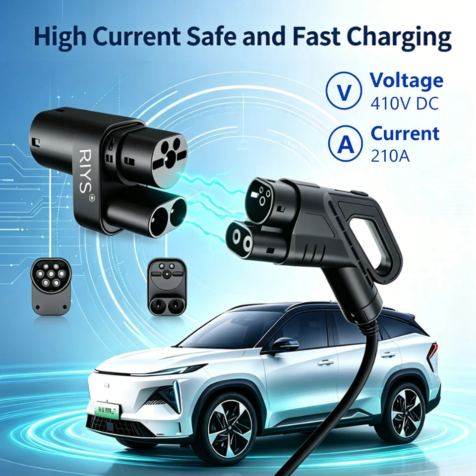 RIYS CCS2 to Type2 Tesla EV Charging Adapter, Combo2 Converter for Model S/X