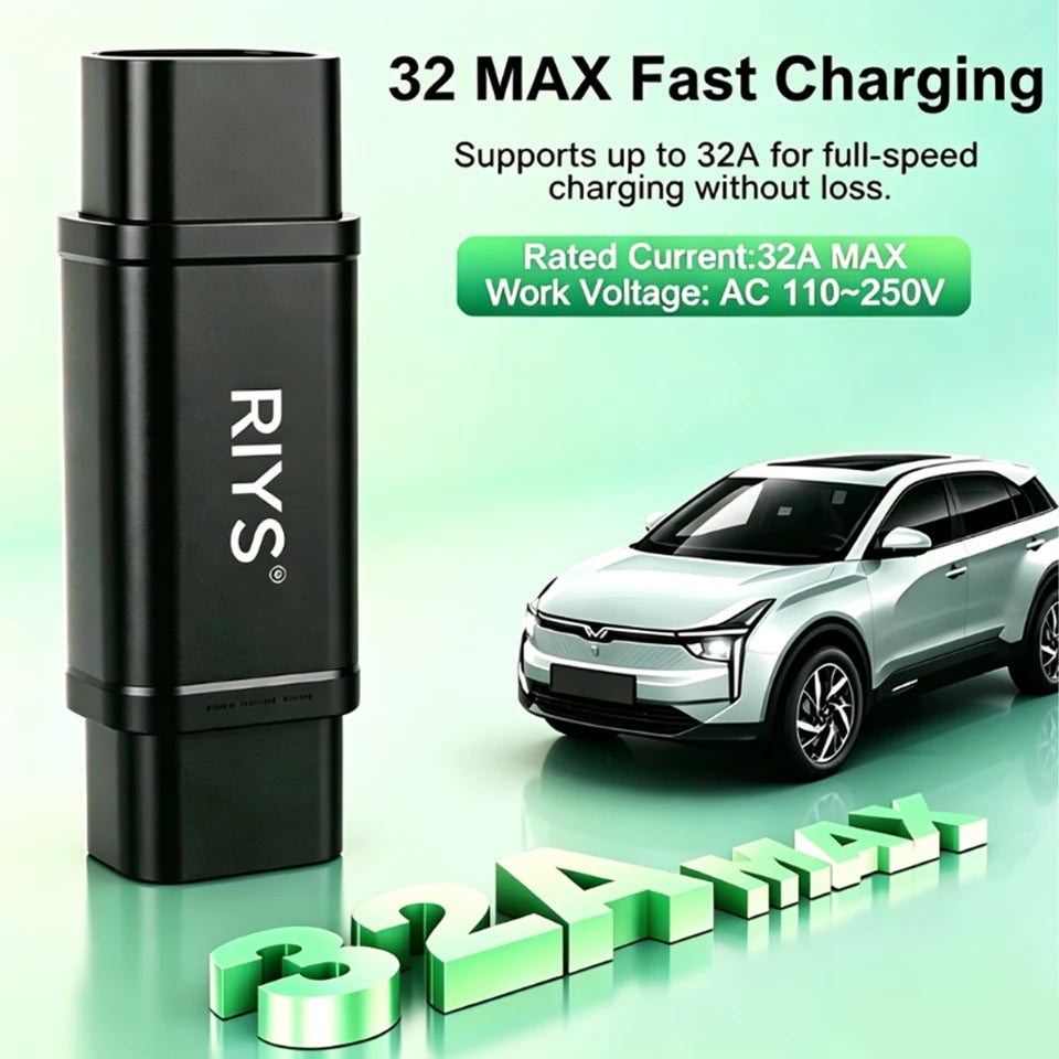 RIYS NACS‑GB/T AC Adapter 32A 250V for Tesla Electric Vehicle