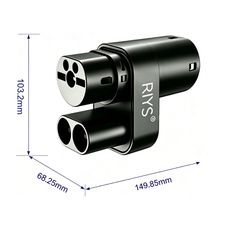 RIYS CCS2‑to‑Type2 Tesla EV Charging Adapter for Model S/X
