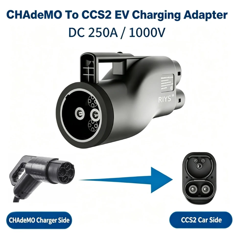 RIYS CHAdeMO‑CCS2 DC Adapter 250A 250KW 1000V Combo2 EV Charger