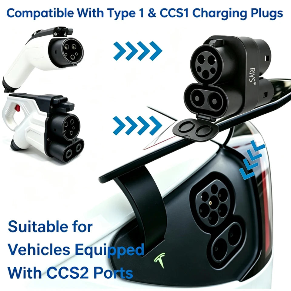 RIYS CCS1‑CCS2 Adapter 400A Max AC Type1‑Type2 for GEELY EX5 2026