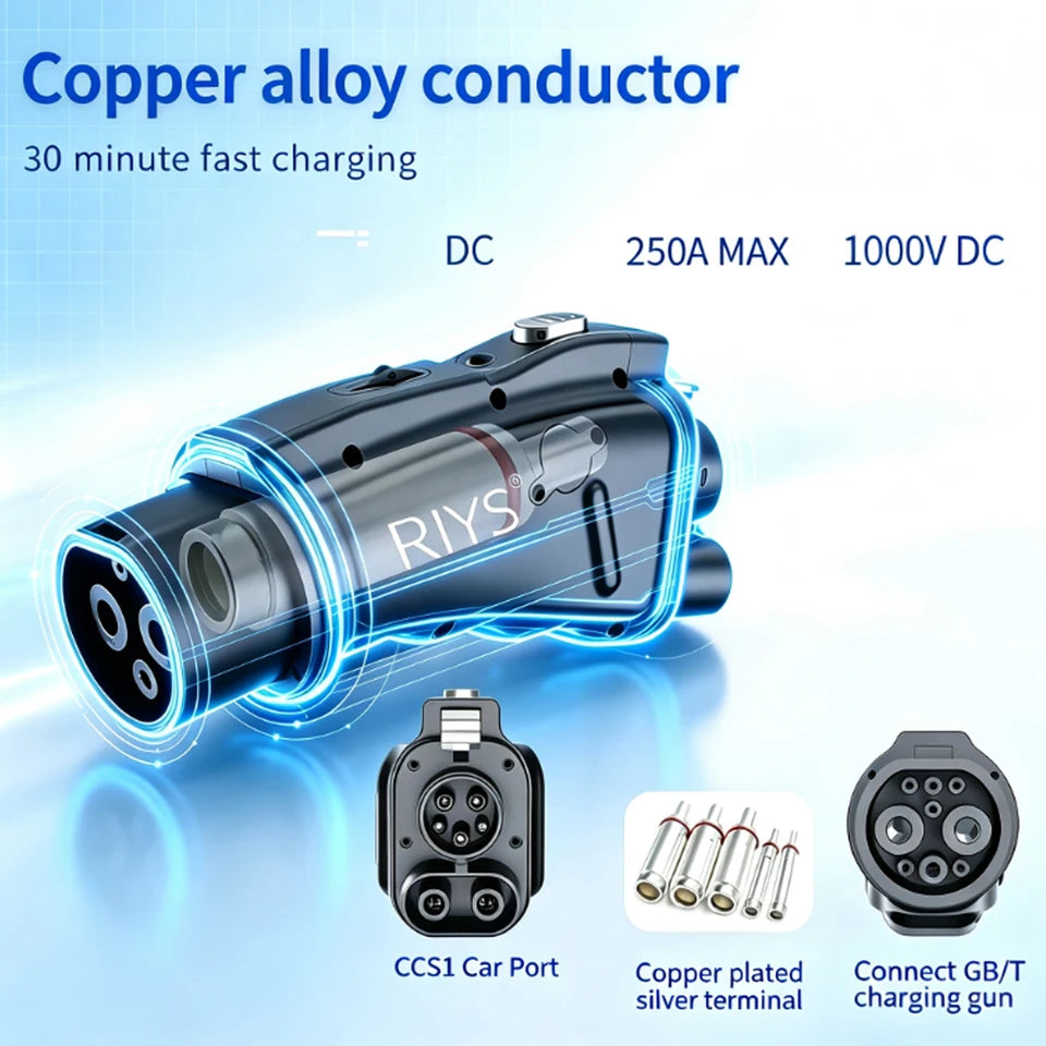 RIYS GB/T‑CCS1 DC Adapter 250A 250KW Fast EV Charger