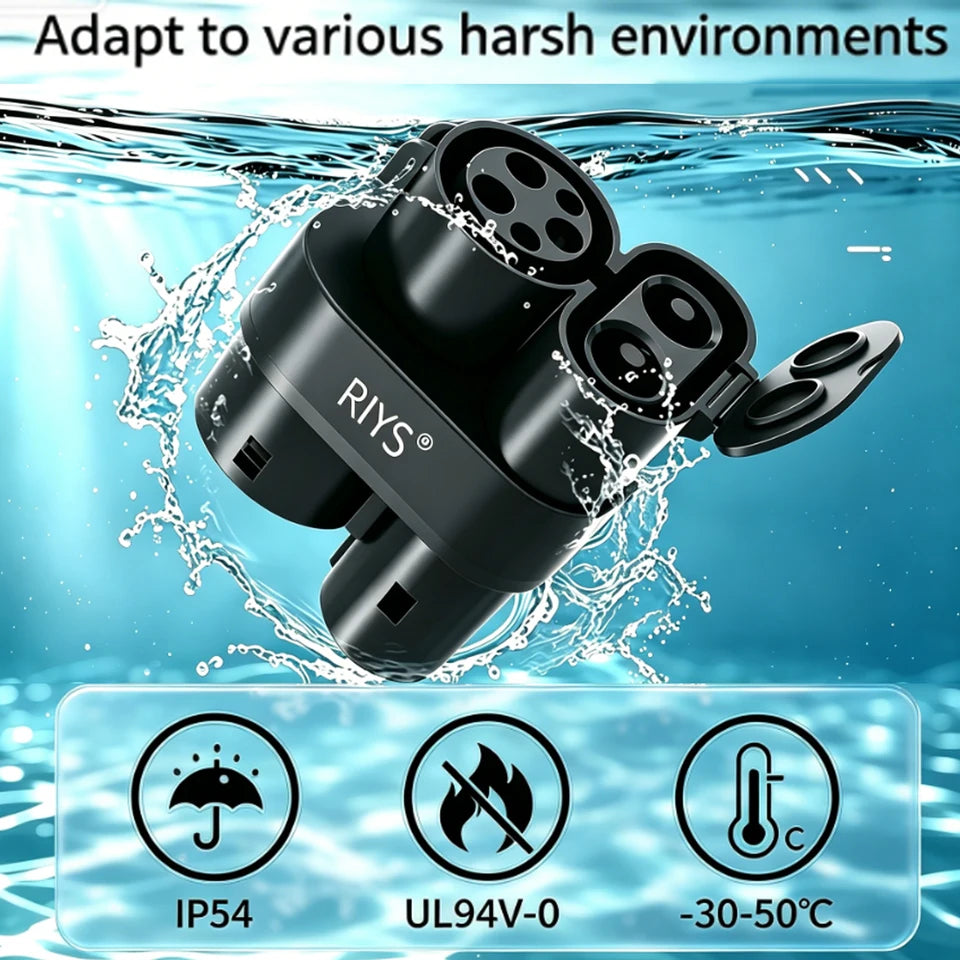 RIYS CCS1‑CCS2 Adapter 400A Max AC Type1‑Type2 for GEELY EX5 2026