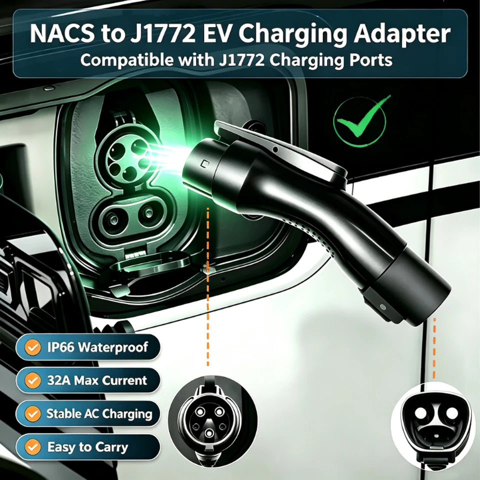 RIYS NACS‑J1772 AC Adapter 80A 240V for Tesla Model 3 Y X S