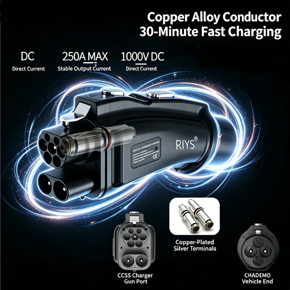 RIYS CCS2‑CHAdeMO DC Adapter 250A 1000V 250KW Combo2 for Japanese Car